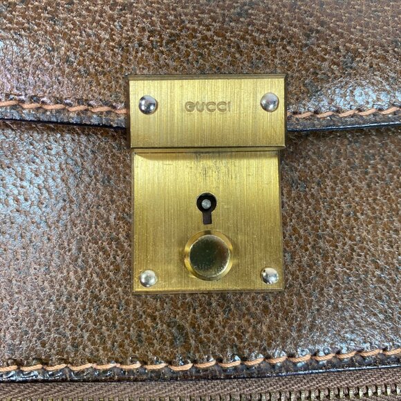 Vintage 70's Gucci Brown Locking Portfolio - Picture 4 of 12